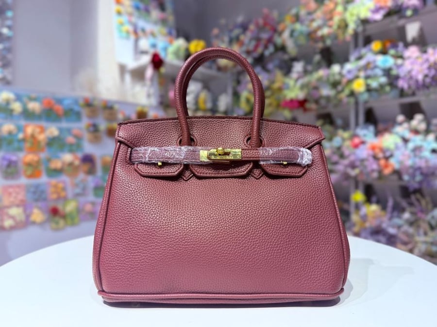 حقيبة يد ايرميز جلدية 25cm عنابية