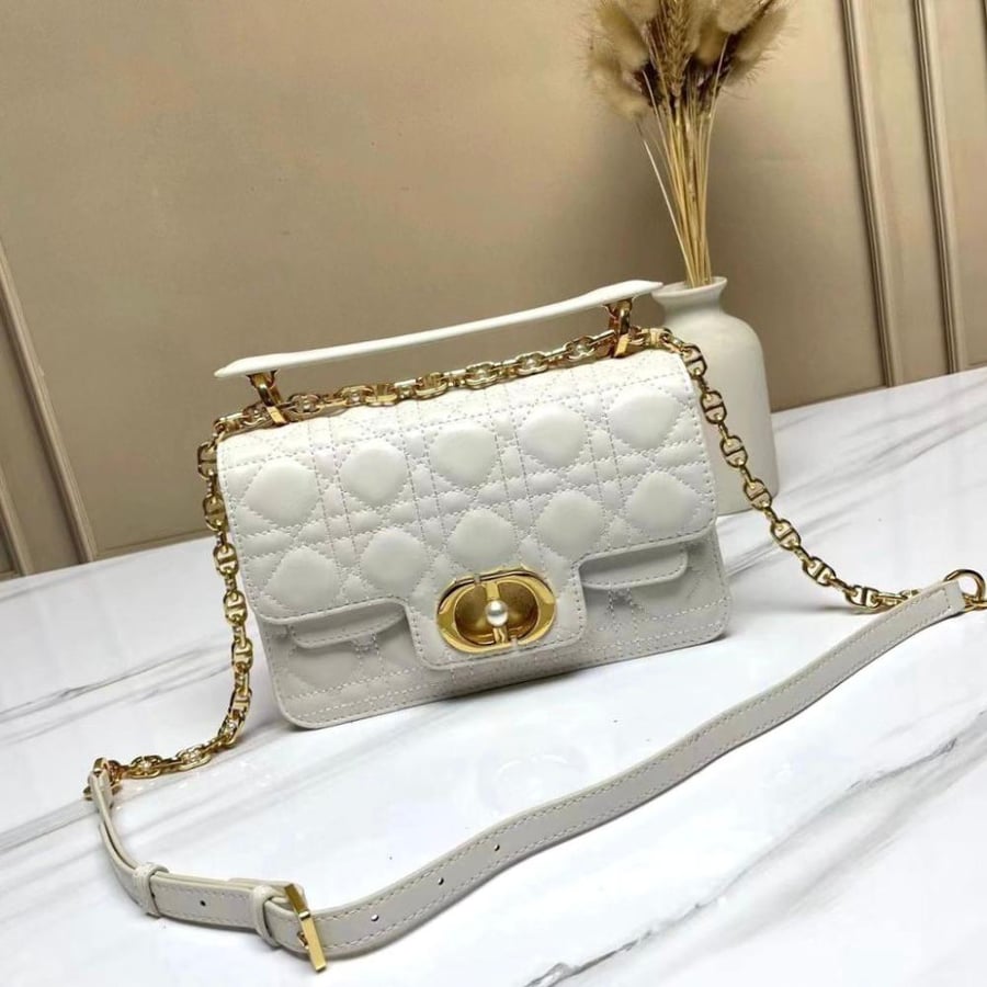 Dior Jolie Top Handle Women's Bag in White Cannage Leather