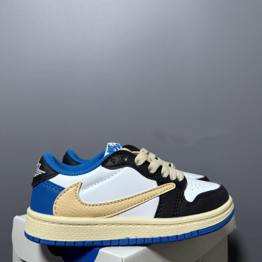 Nike Air Jordan 1 x Travis Scott Boys' Shoes Black White Blue