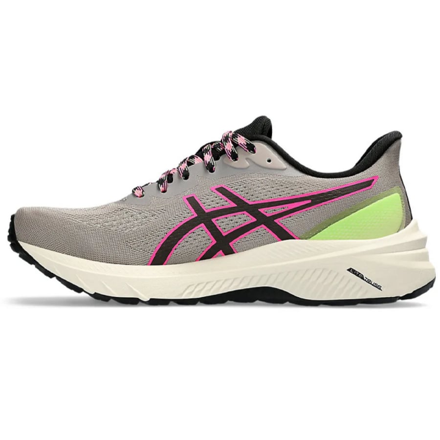 سنيكر asics GT-1000 12 نسائي للجري لون رمادي بتفاصيل وردية