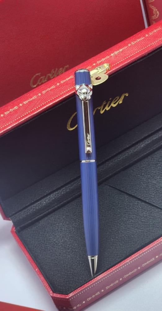 قلم Cartier كارتييه دو بانثر لون أرزق محزز وفضي