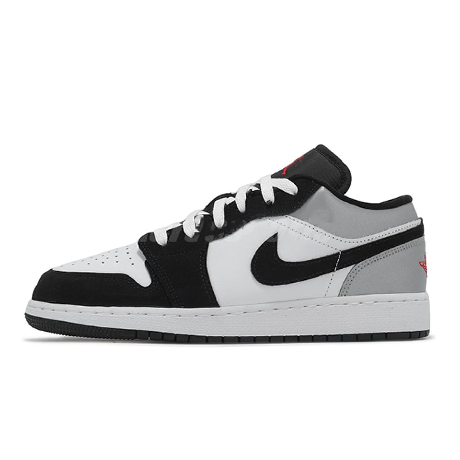 Air Jordan Low 1 Nike basketball shoes in black, gray and white