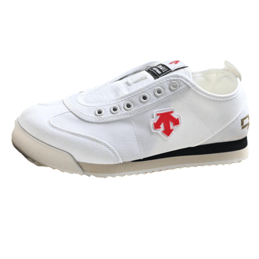 Descent Kron White Laceless Shoe with Red Logo
