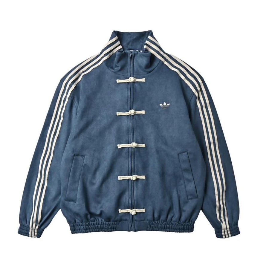 Adidas Tang Men's Button-Up Jacket, Blue with White Accents