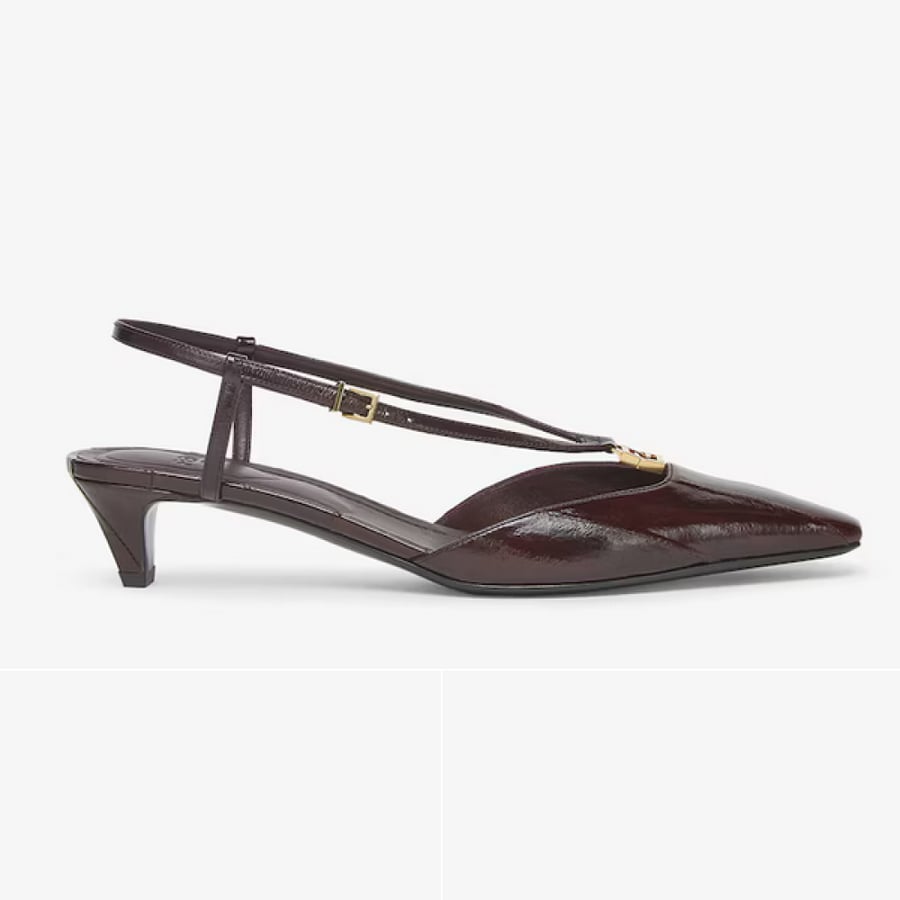 Fendi Dark Brown Leather Slingback Sandal