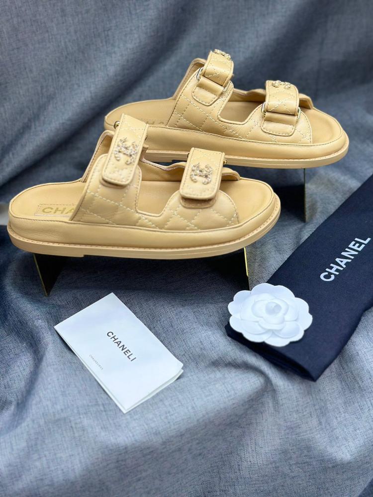 Chanel flat slipper, beige, for women