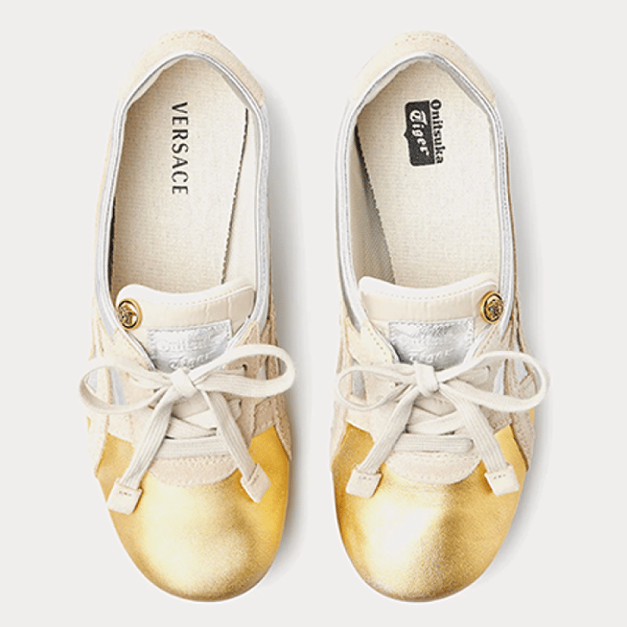 حذاء VERSACE x Onitsuka Tiger تايشي ساكورا سيلفر جولد