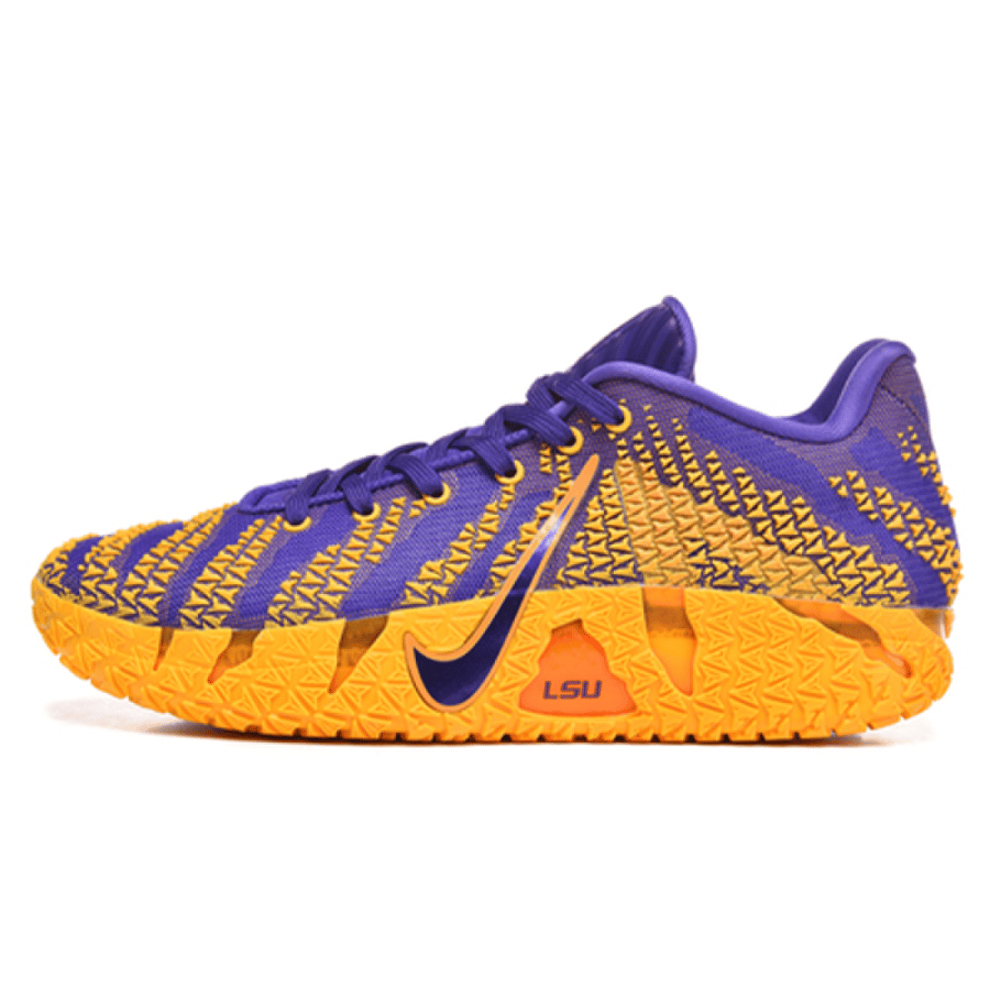 حذاء كرة السلة Nike Ja 3 LSU Tigers بتصميم لافت بألوان الأرجواني والأصفر