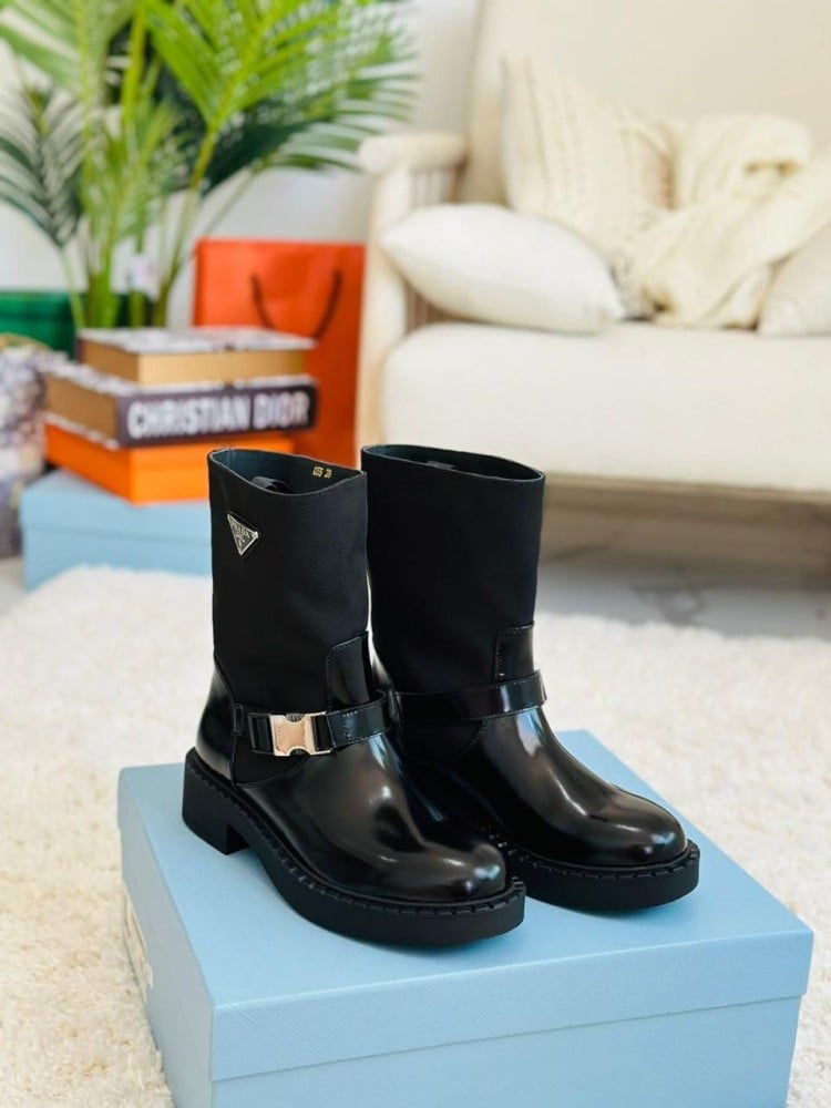 Prada Women's Winter Black Luxury High Neck Shoes