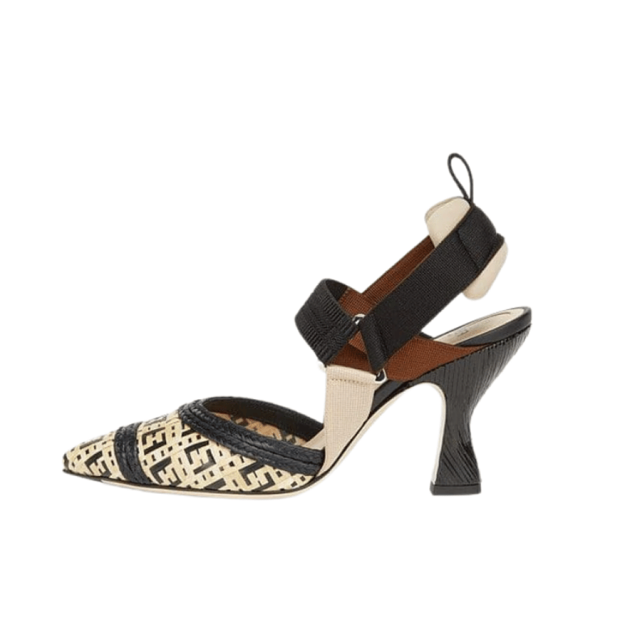 FENDI Colibrì Raffia Slingback Pumps