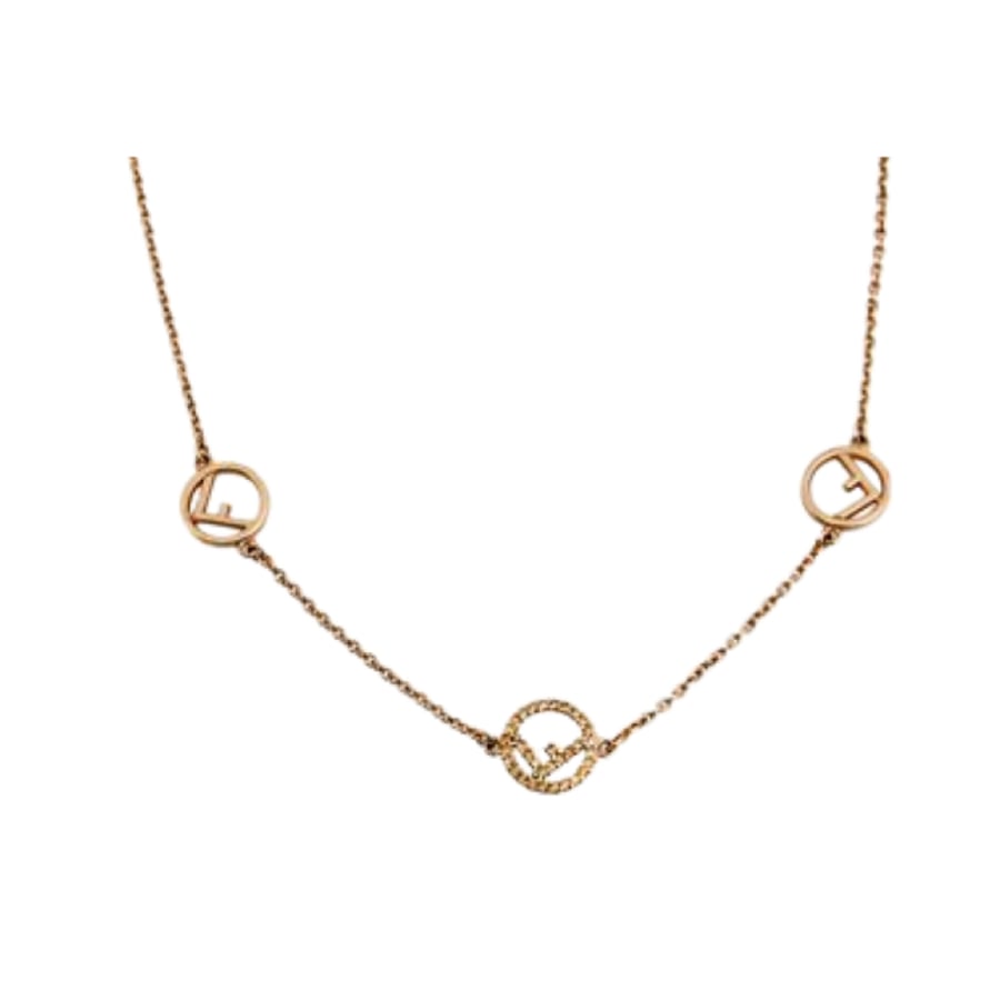 FENDI F is Fendi Rose Gold Tone Crystal Chain Necklace