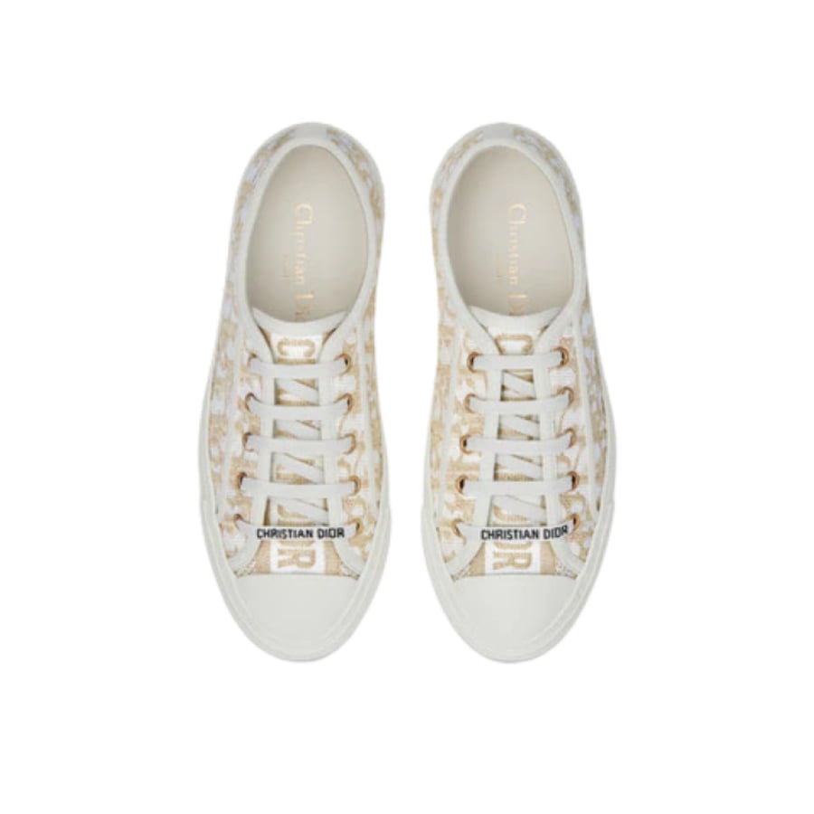 WALK'N'DIOR SNEAKER Gold-Tone Dior Oblique Cotton with Metallic Thread Embroidery