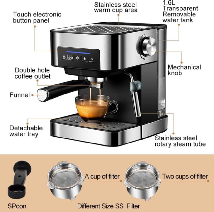 الة ماكينة اسبريسو احترافية - ضغط عالي | High Pressure Espresso Machine