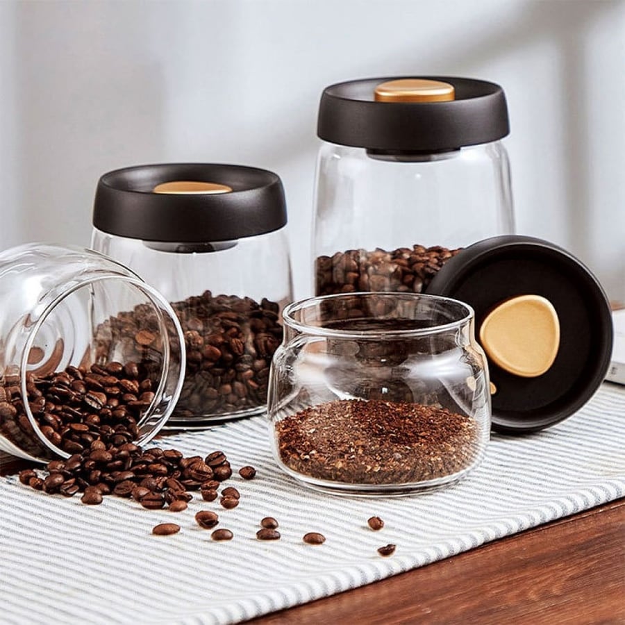 وعاء حفظ حبوب القهوة - زجاج | Glass Canister Coffee