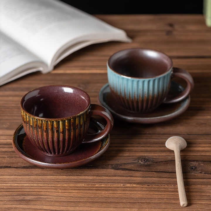 كوب سيراميك فاخر مع صحن - الوان متعددة | CERAMIC CUP