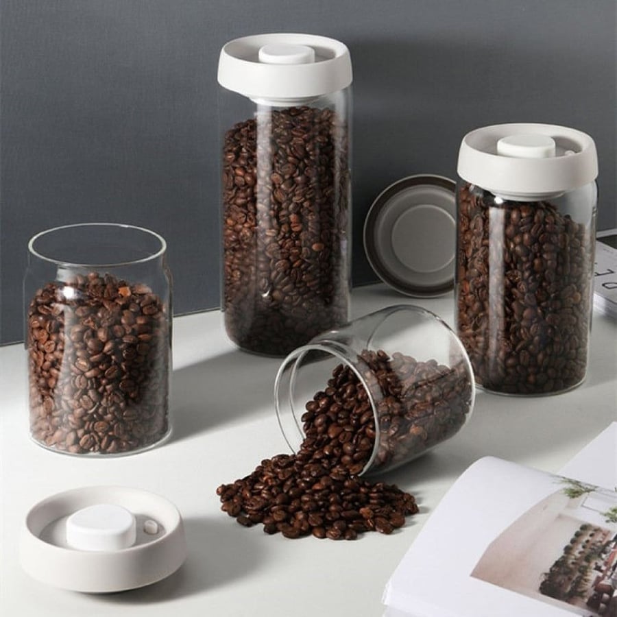 وعاء حفظ حبوب القهوة - زجاج | Glass Canister Coffee