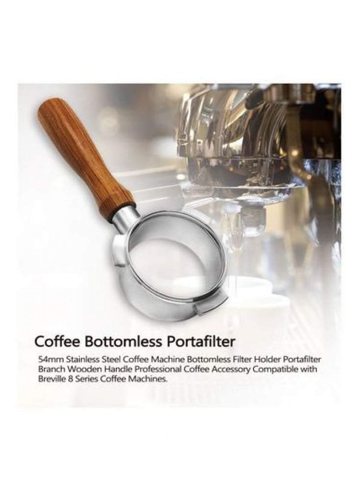 بورتافلتر مكشوف 54 ملم 3 عيون - خشبي | Portafilter Bottomless