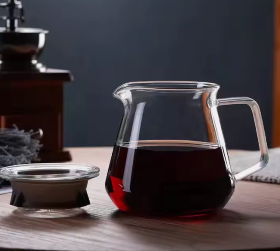 سيرفر V60 زجاجي مع غطاء - كوف | V60 Coffee Server 450ml - 600ml