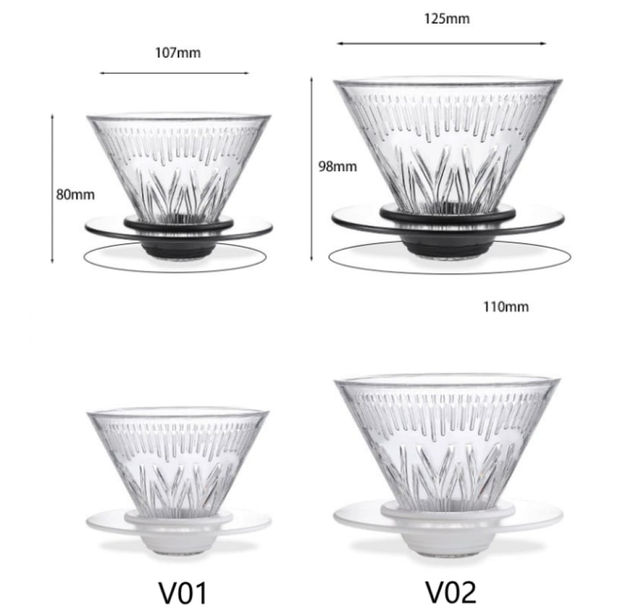 قمع V60 مع قاعدة - الوان و مقاسات متعددة | V60 Dripper