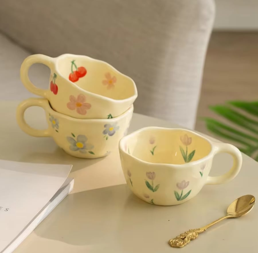 كوب سيراميك مع رسومات بنمط الورد - رسومات مختلفة | CERAMIC CUP