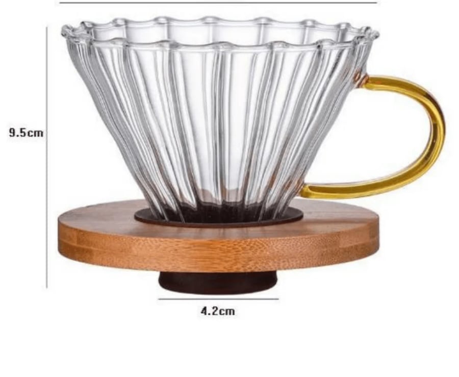 قمع تقطير V60 زجاج بلمسة خشبية - مقاس 02 | V60 Dripper