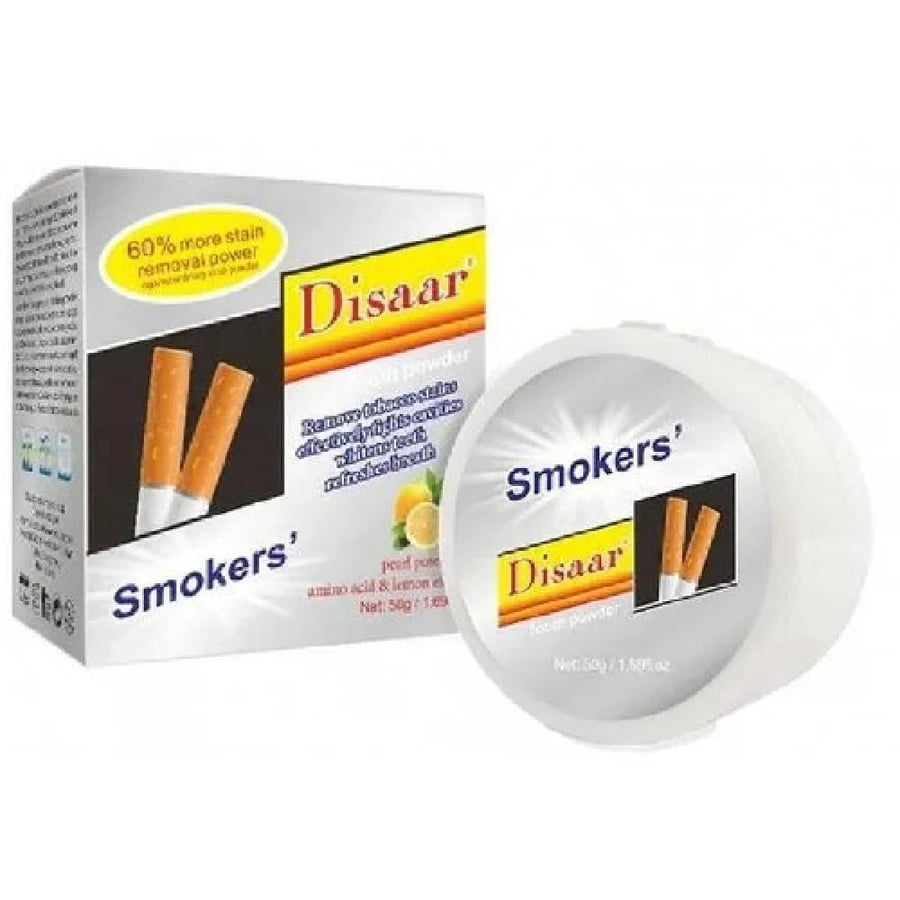 Disaar Tobacco Stain Removal Powder for Smokers, Whitens and Freshens Breath - 50 Grams