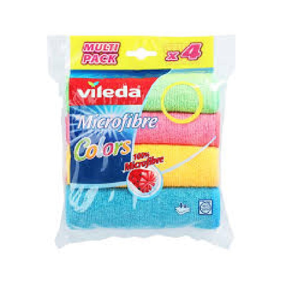 Vileda Floor Cleaning Mop 42cm with Stick + Microfiber Towel, 4 Colors
