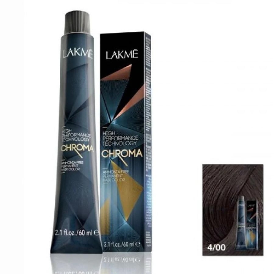 Lakme Chroma Hair Color, Ammonia-Free, Medium Brown, No. 00-4