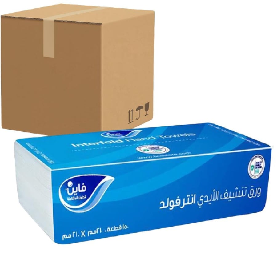 [كرتون] منديل فاين ورق تنشيف الأيدي انترفولد ناعم 150 منديل
