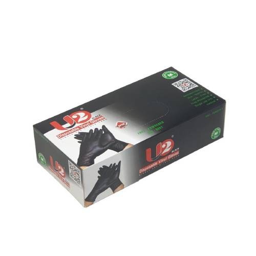U2 Black Vinyl Gloves Medium (M) 100 pcs