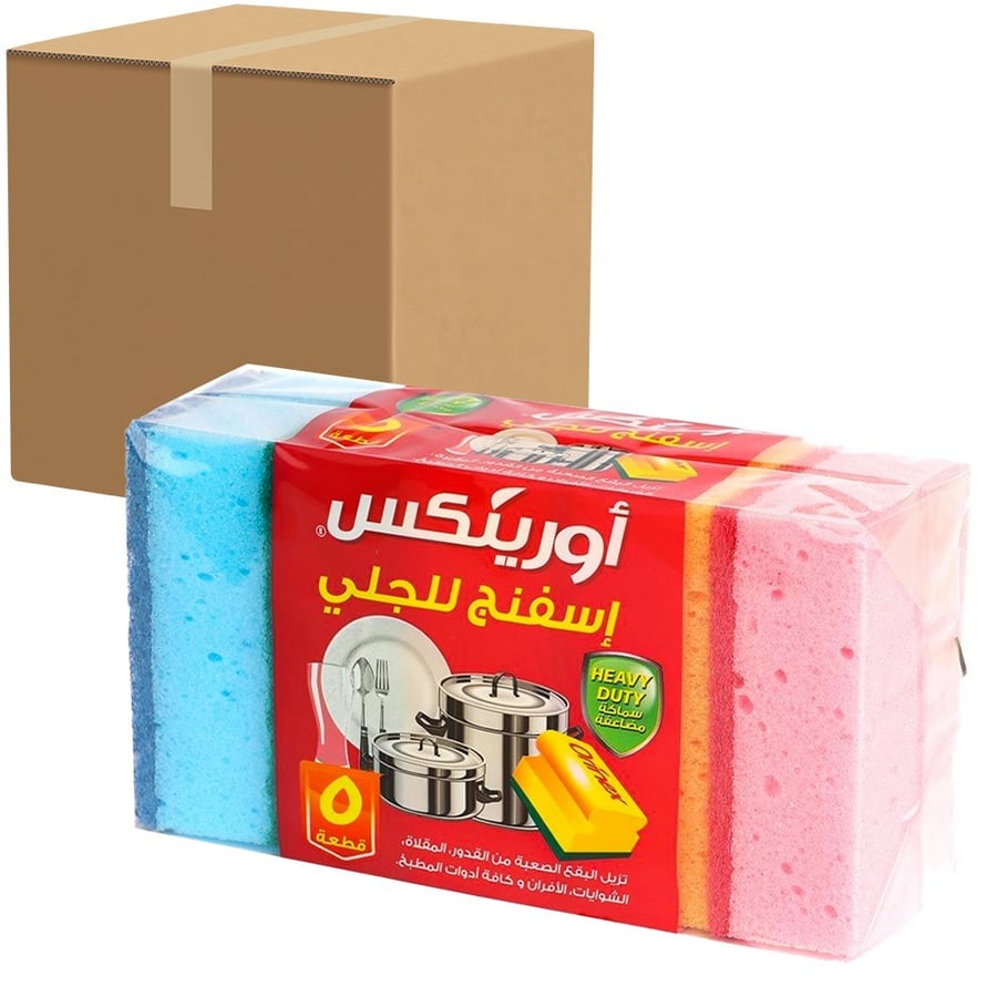 [كرتون] اسفنج للجلي مع سلك من أورينكس ملون 5 حبة