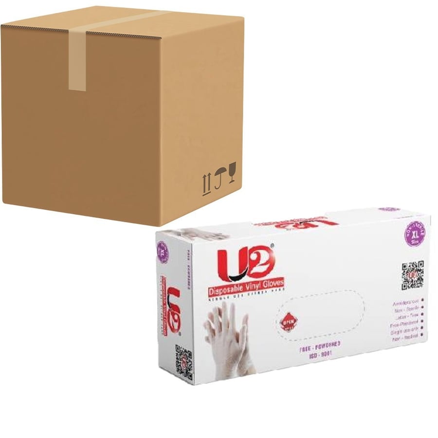 [كرتون] قفاز U2 فينيل شفاف كبير جدا (XL) 70 حبة