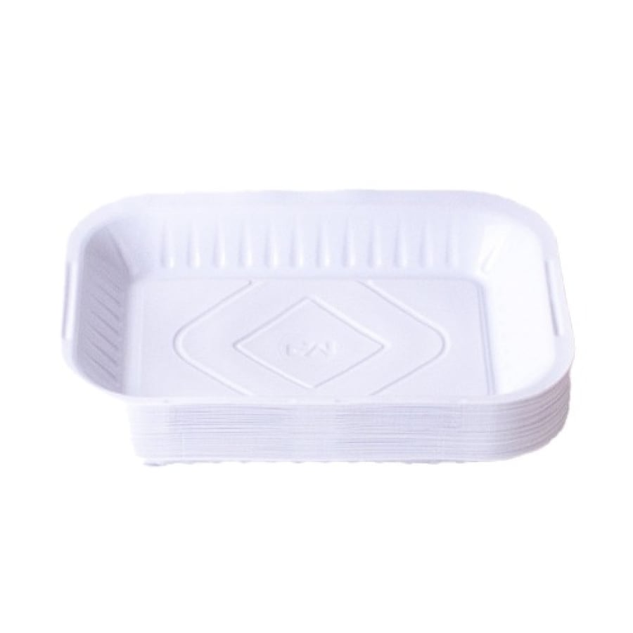 White plastic plate No. 1, 50 pieces (packaging type)