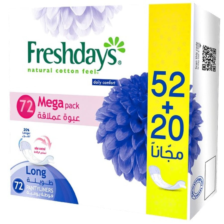 [Carton] Freshdays long sanitary napkins 52+20 for free