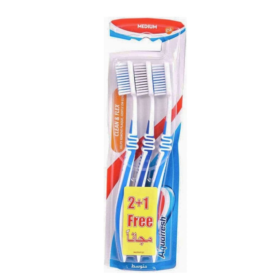 Aquafresh cleaning and elasticity brush, 3 pieces