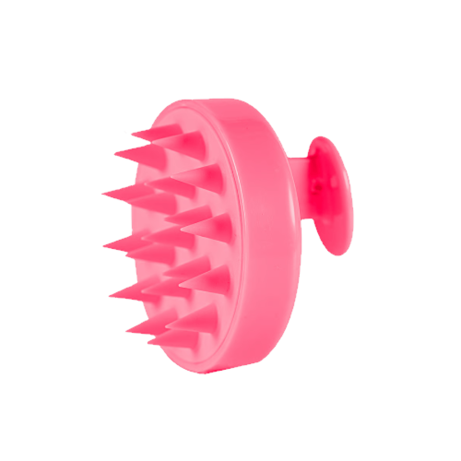 Silicone hairbrush for distributing shampoo and massaging the scalp from behind