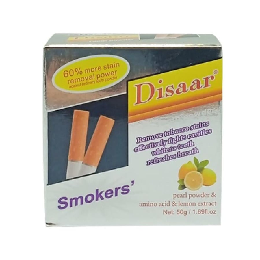 Disaar Tobacco Stain Removal Powder for Smokers, Whitens and Freshens Breath - 50 Grams