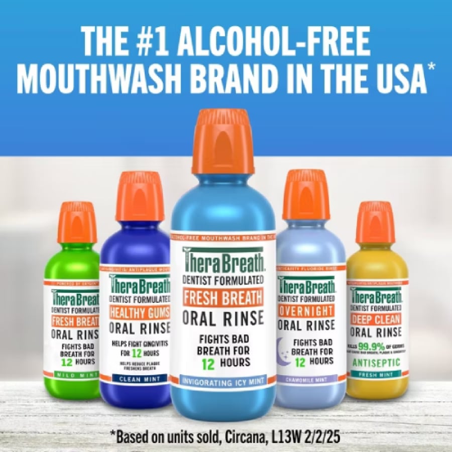 Therabreth Refreshing Mouthwash, Mild Mint Flavor - 473ml