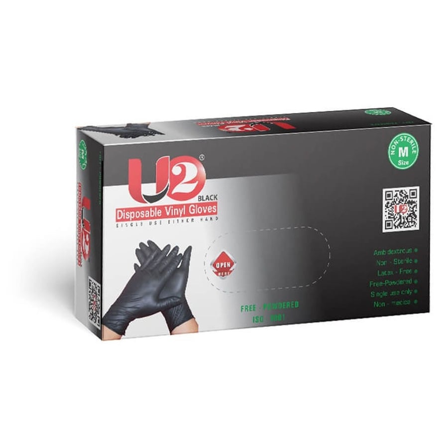 Medium Black Vinyl Glove 70 Gloves (M) U2