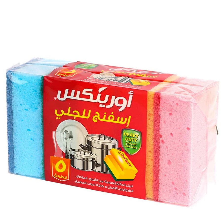 Orinex scouring sponge with wire, colored 5 pieces