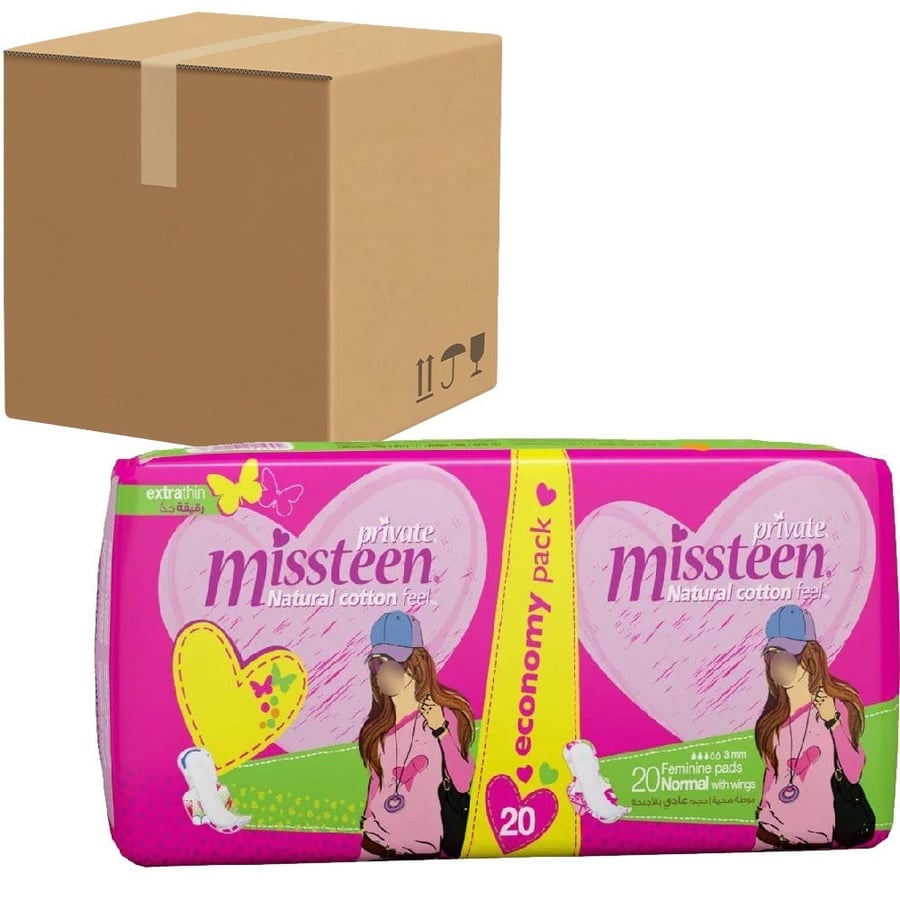 [Carton] Private sanitary napkins, regular size with wings, 20 pads