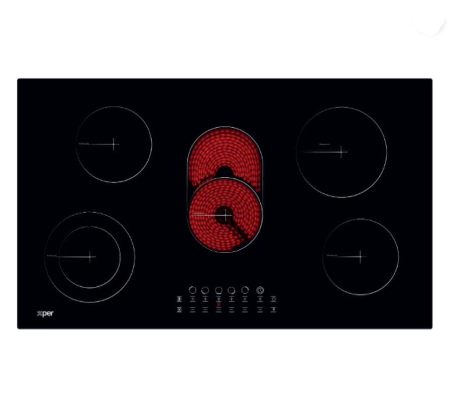 Electric cooktop built-in 5 ceramic burners - 86 cm - black - XPVC90BT