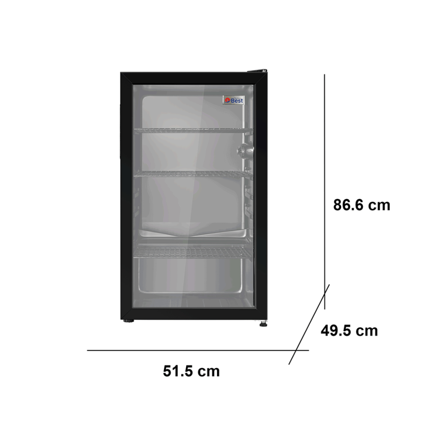 Teco Best single door refrigerator with transparent glass front, capacity 94 liters, 3.3 feet, internal lighting, model BRD-94L