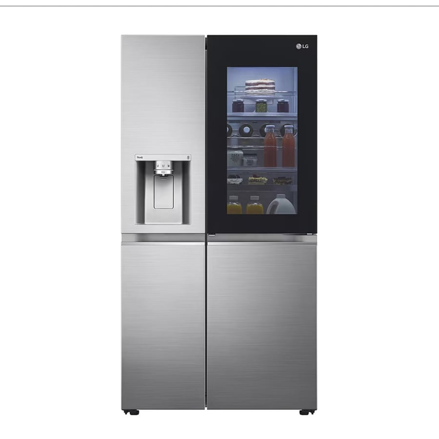 LG wardrobe refrigerator with two doors, silver, 21.7 cubic feet, 617 liters - hollow handle - Haier Fresh - Wi-Fi - linear compressor - Chinese model LS25HVLVLV