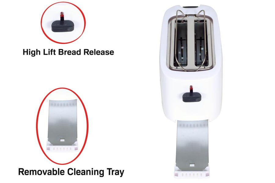 Teco Best bread toaster 650 watts accommodates two slices of bread - white - BET-01P