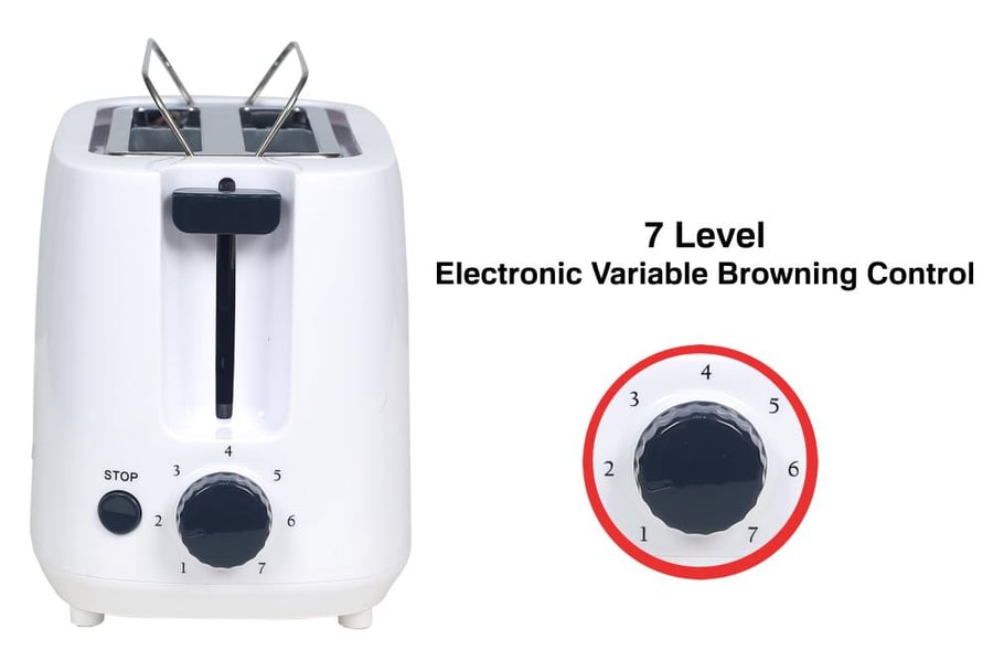 Teco Best bread toaster 650 watts accommodates two slices of bread - white - BET-01P