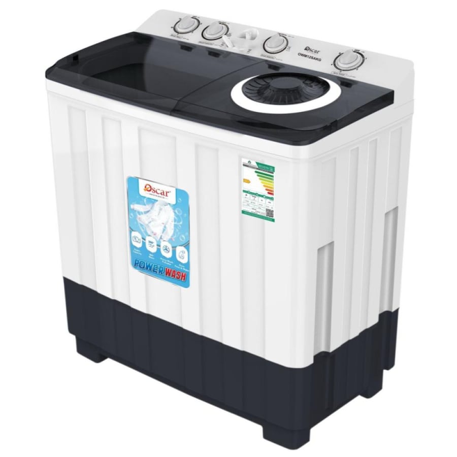 اوسكار غسالة حوضين 12 كيلو لون أبيض موديل OWM12KG