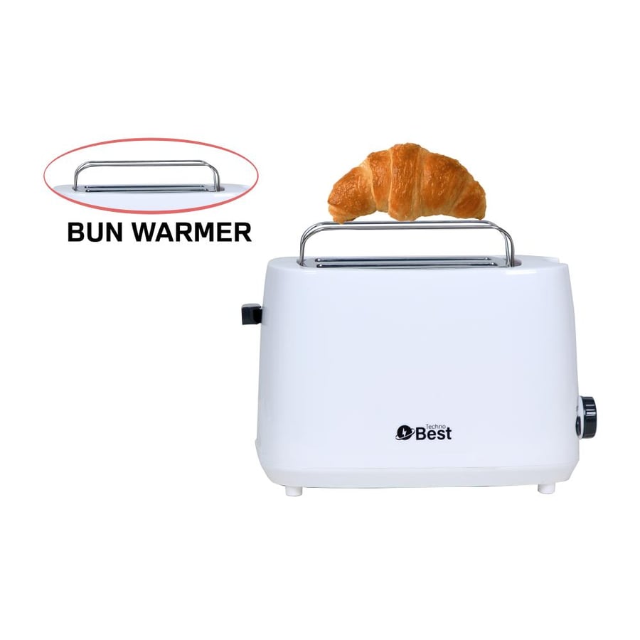 Teco Best bread toaster 650 watts accommodates two slices of bread - white - BET-01P