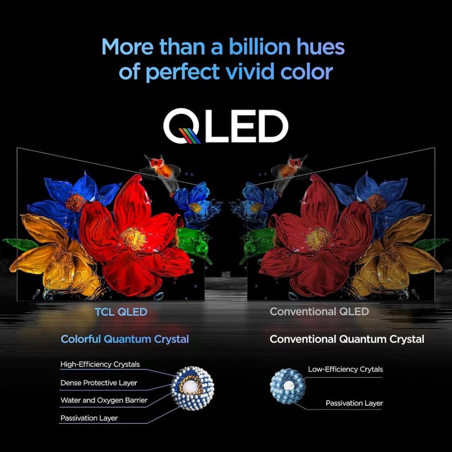 TCL 65-inch QLED screen 144 Hz speakers Onkyo 65T8D