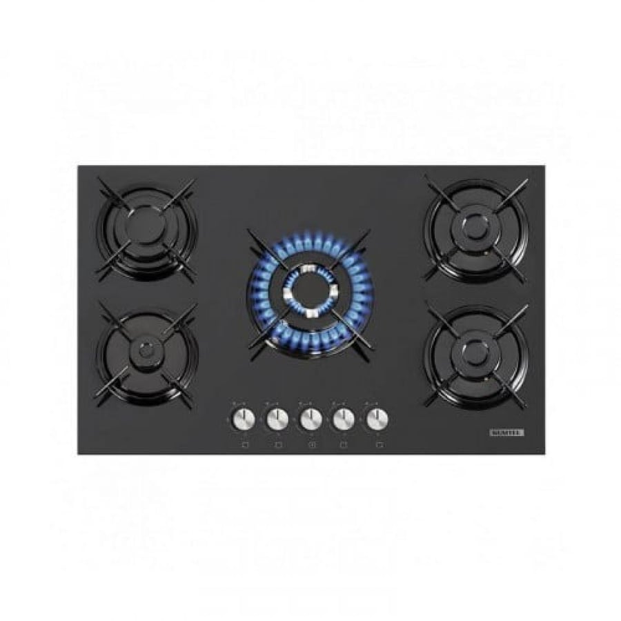 Cometil built-in gas hob black glass 5 burners self-ignition light grid 90x50 model C9-50BTF